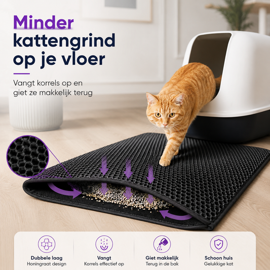 Furz Catmate™ korrelmat – Dubbellaagse kattenbakmat voor een schone vloer