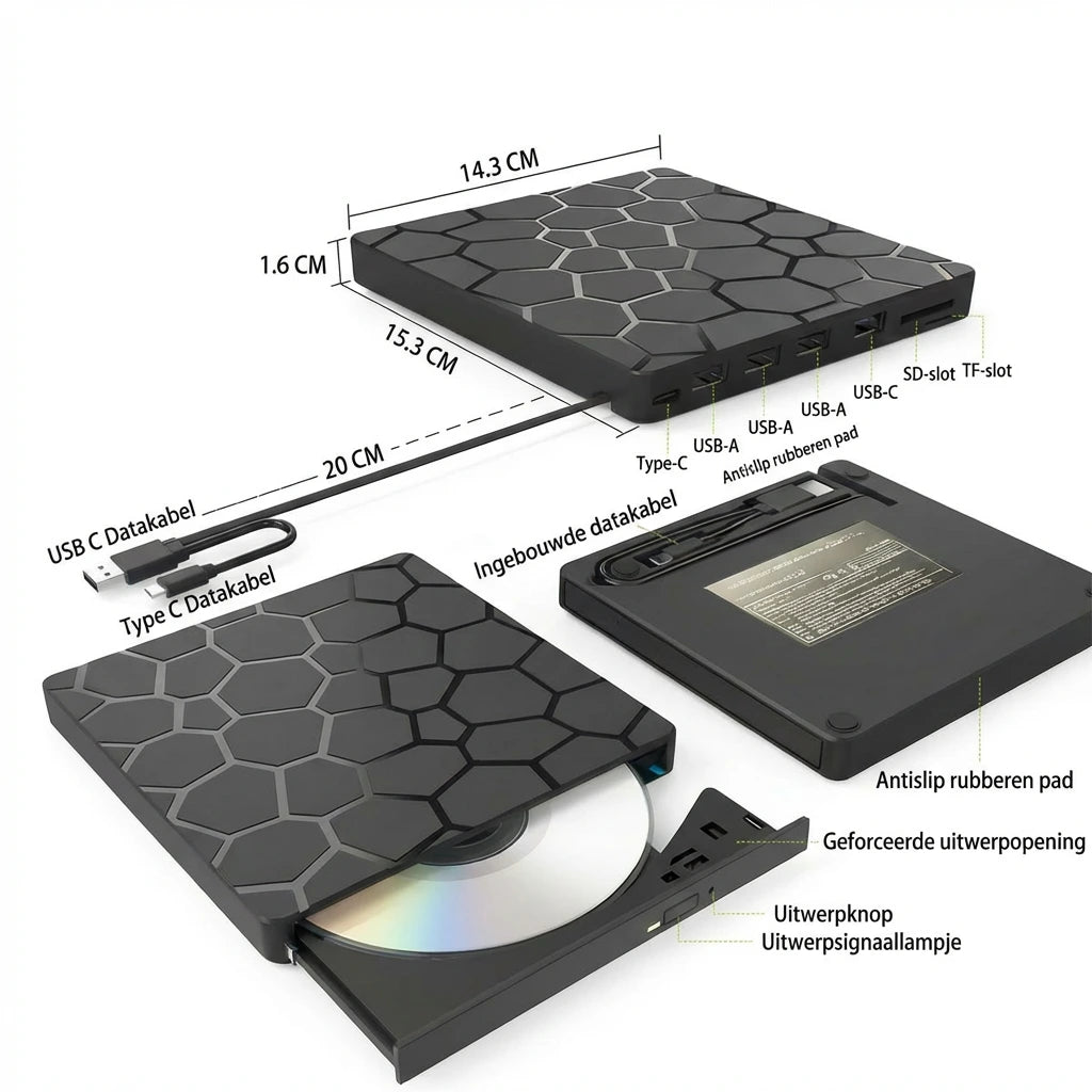 AnyDisc Pro – Universele CD/DVD-speler voor pc & laptop