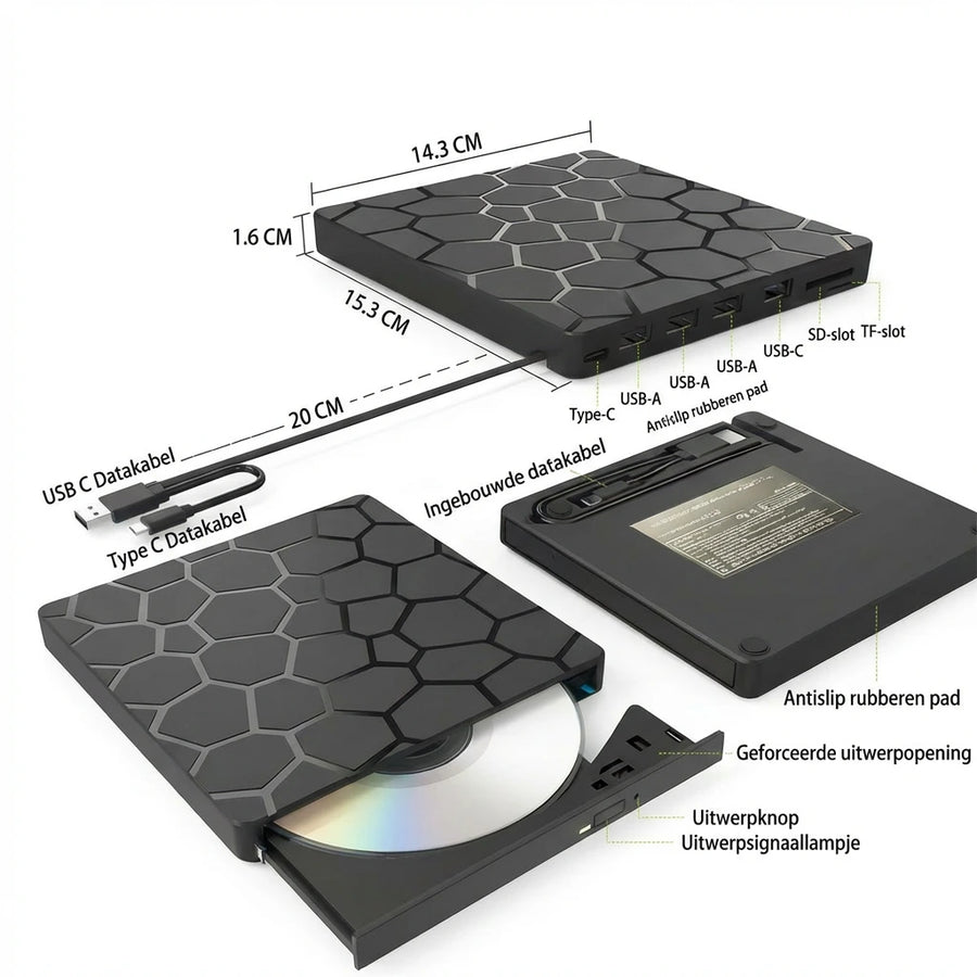 AnyDisc Pro universele CD/DVD-speler voor laptop en pc