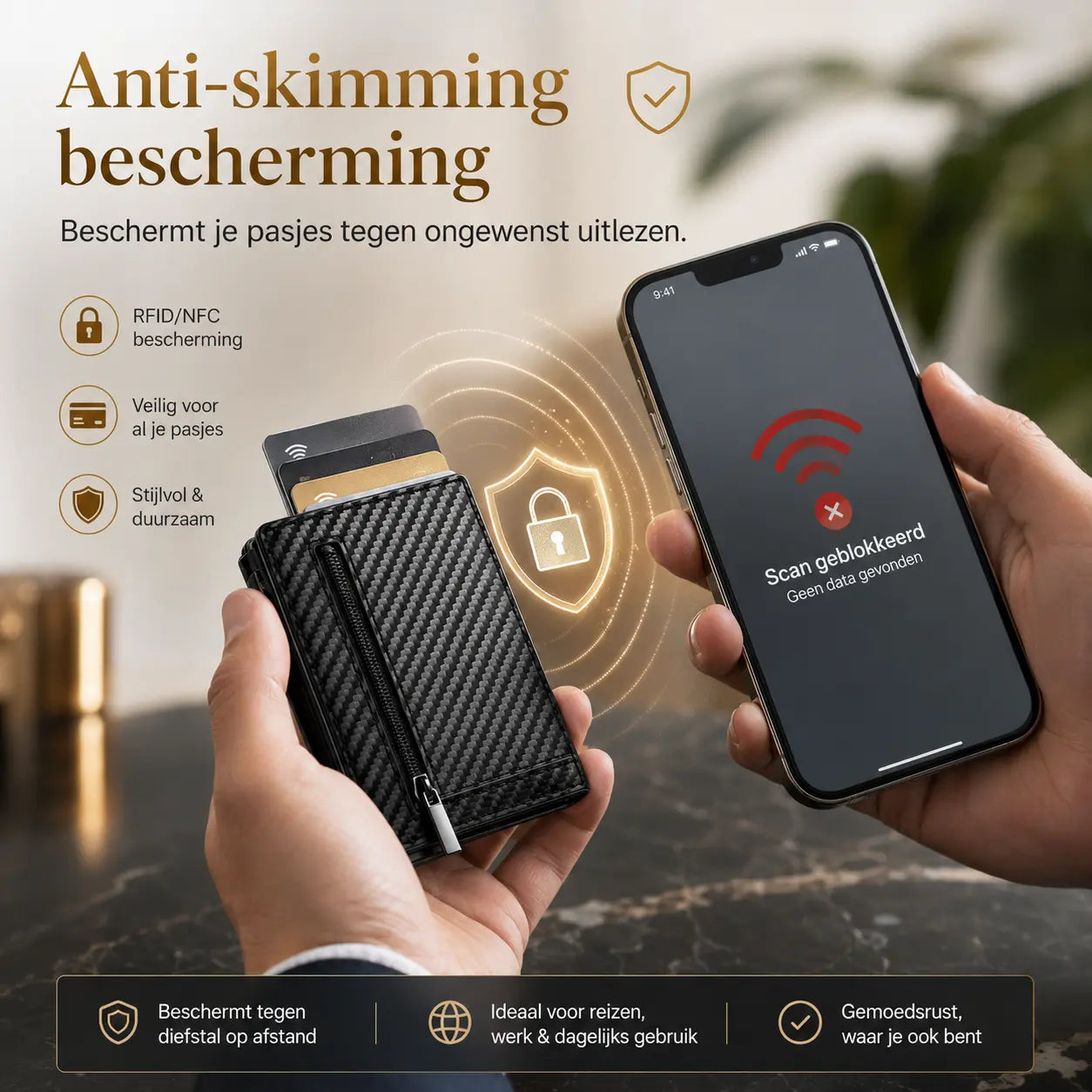 CardVault™ – Compacte Pasjeshouder met RFID/NFC bescherming
