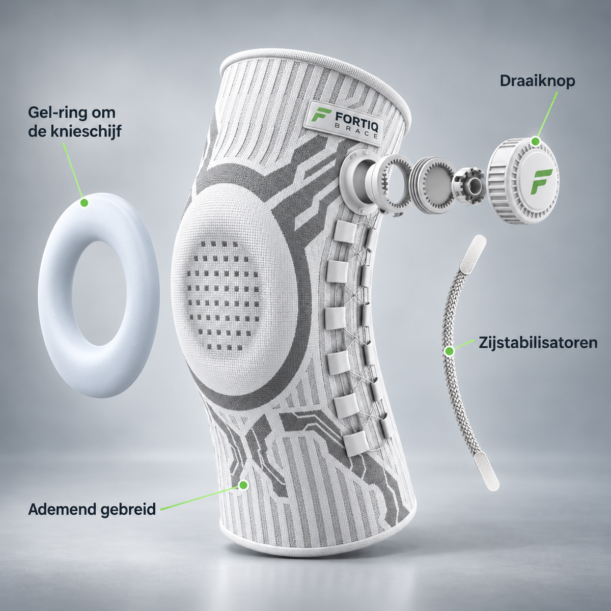 Fortiq Brace – Verstelbare kniebrace met draaiknop voor sport en dagelijks gebruik