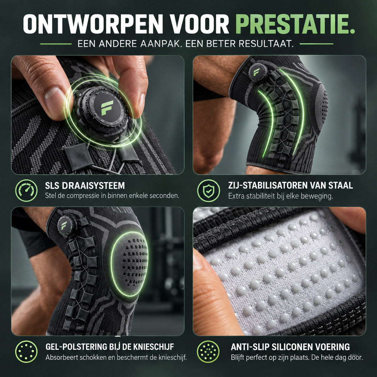 Fortiq Brace – Verstelbare kniebrace met draaiknop voor sport en dagelijks gebruik