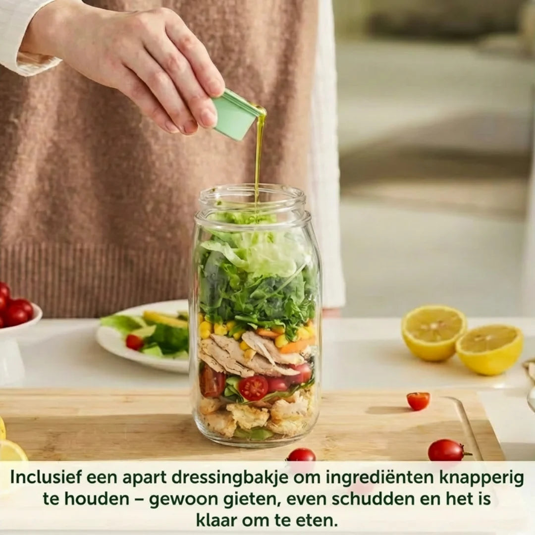 FreshLayer Salad Pod met Zijklep en Saus-cup