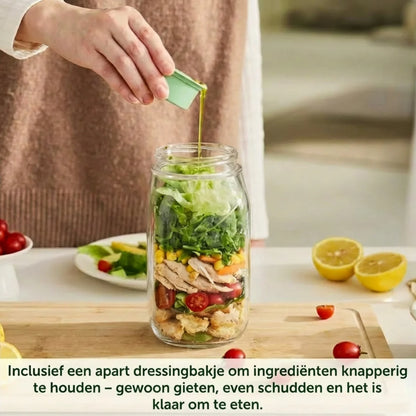 FreshLayer Salad Pod met Zijklep en Saus-cup