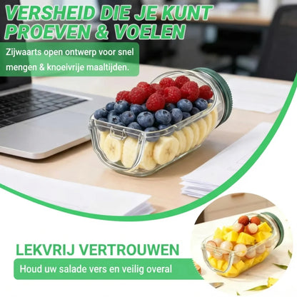 FreshLayer Salad Pod met Zijklep en Saus-cup