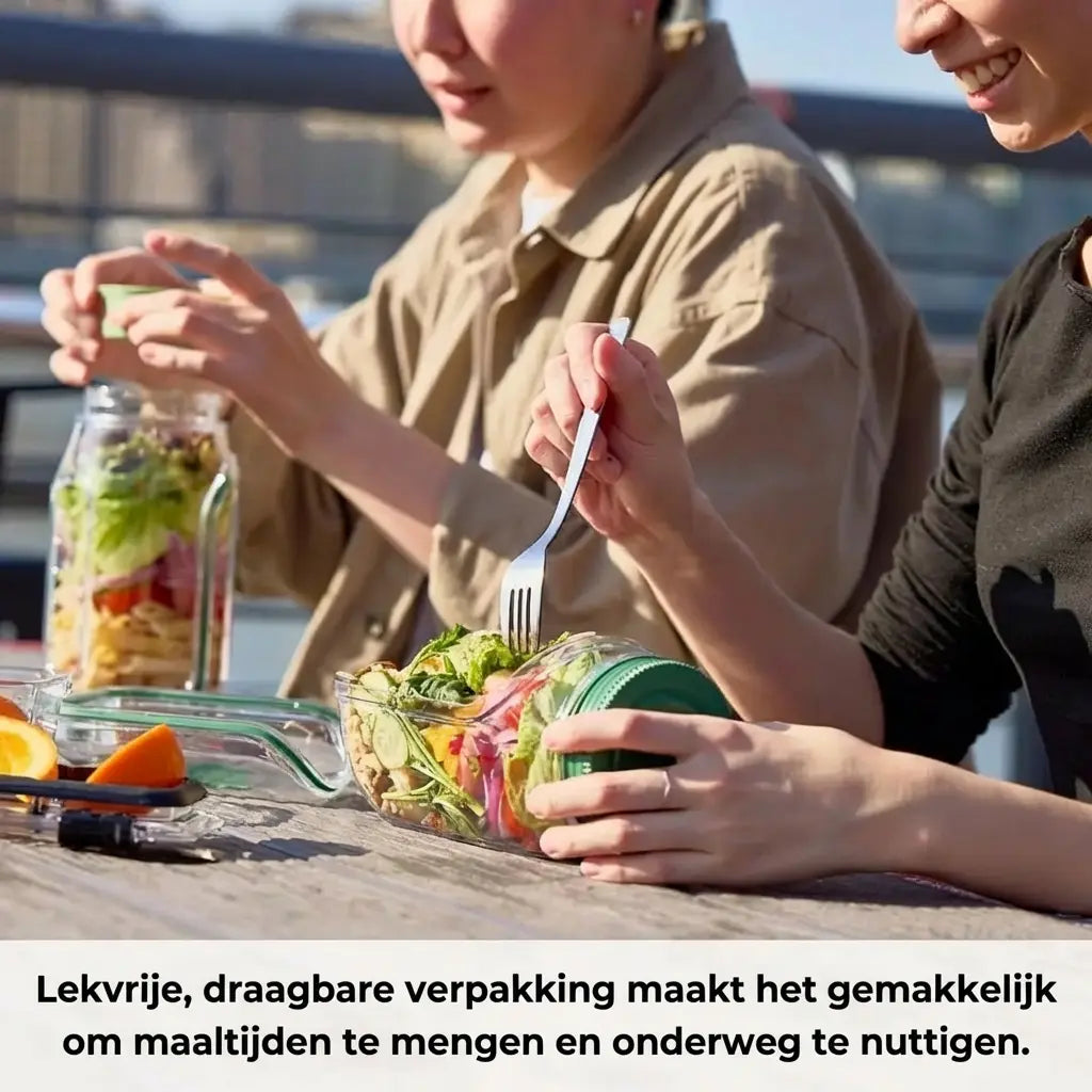 FreshLayer Salad Pod met Zijklep en Saus-cup