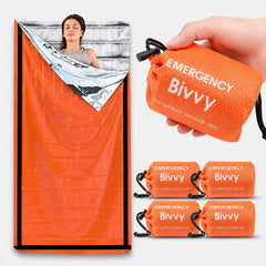 Oranje noodslaapzak met opbergzak