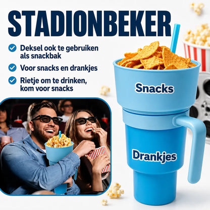 SnackSip – 2-in-1 Snackbeker met Geïntegreerde Drinkbeker