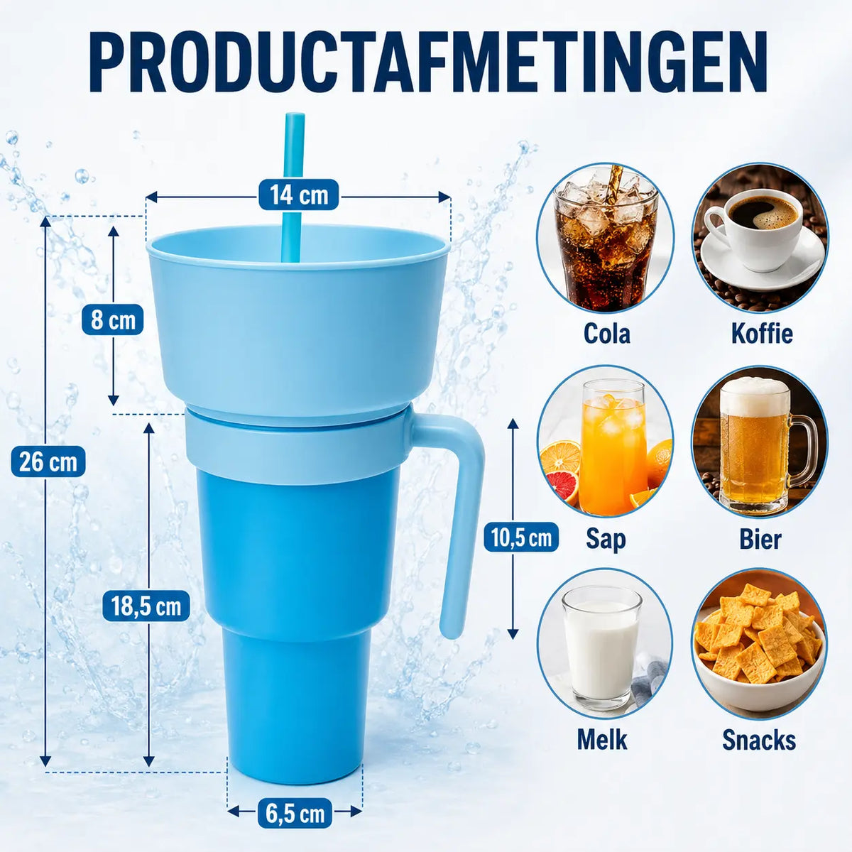 SnackSip – 2-in-1 Snackbeker met Geïntegreerde Drinkbeker