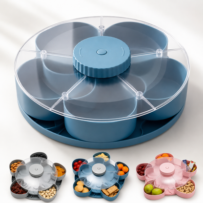SpinBowl – Draaiende Snackschaal met Deksel en 5 Vakken
