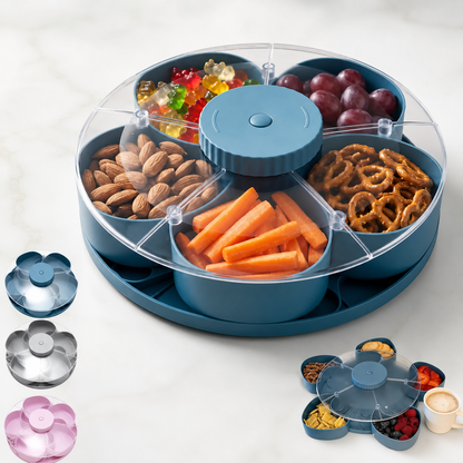 SpinBowl – Draaiende Snackschaal met Deksel en 5 Vakken