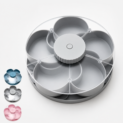 SpinBowl – Draaiende Snackschaal met Deksel en 5 Vakken