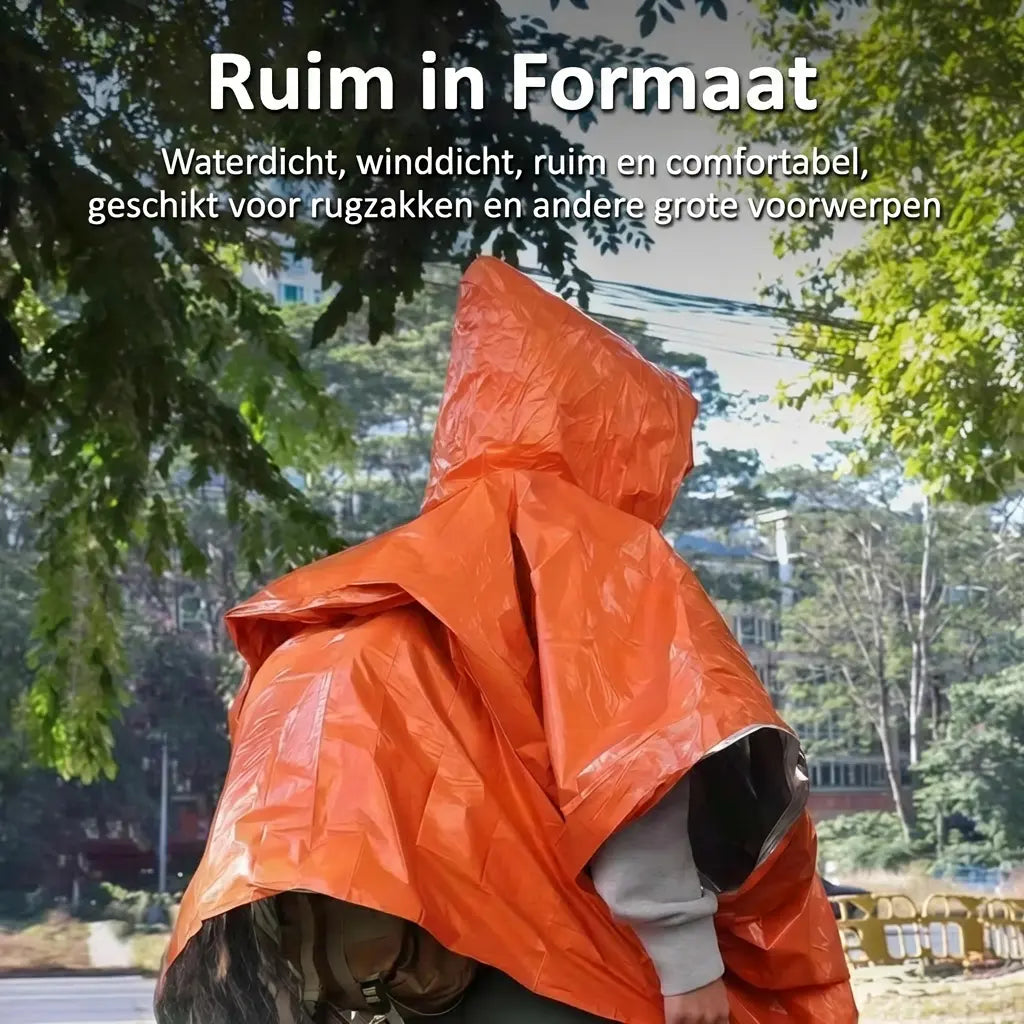 ThermoShield Emergency Poncho – Ultieme Bescherming in Slecht Weer