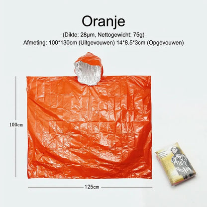 ThermoShield Emergency Poncho – Ultieme Bescherming in Slecht Weer