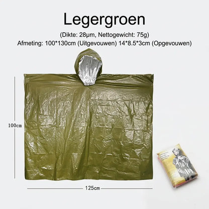 ThermoShield Emergency Poncho – Ultieme Bescherming in Slecht Weer
