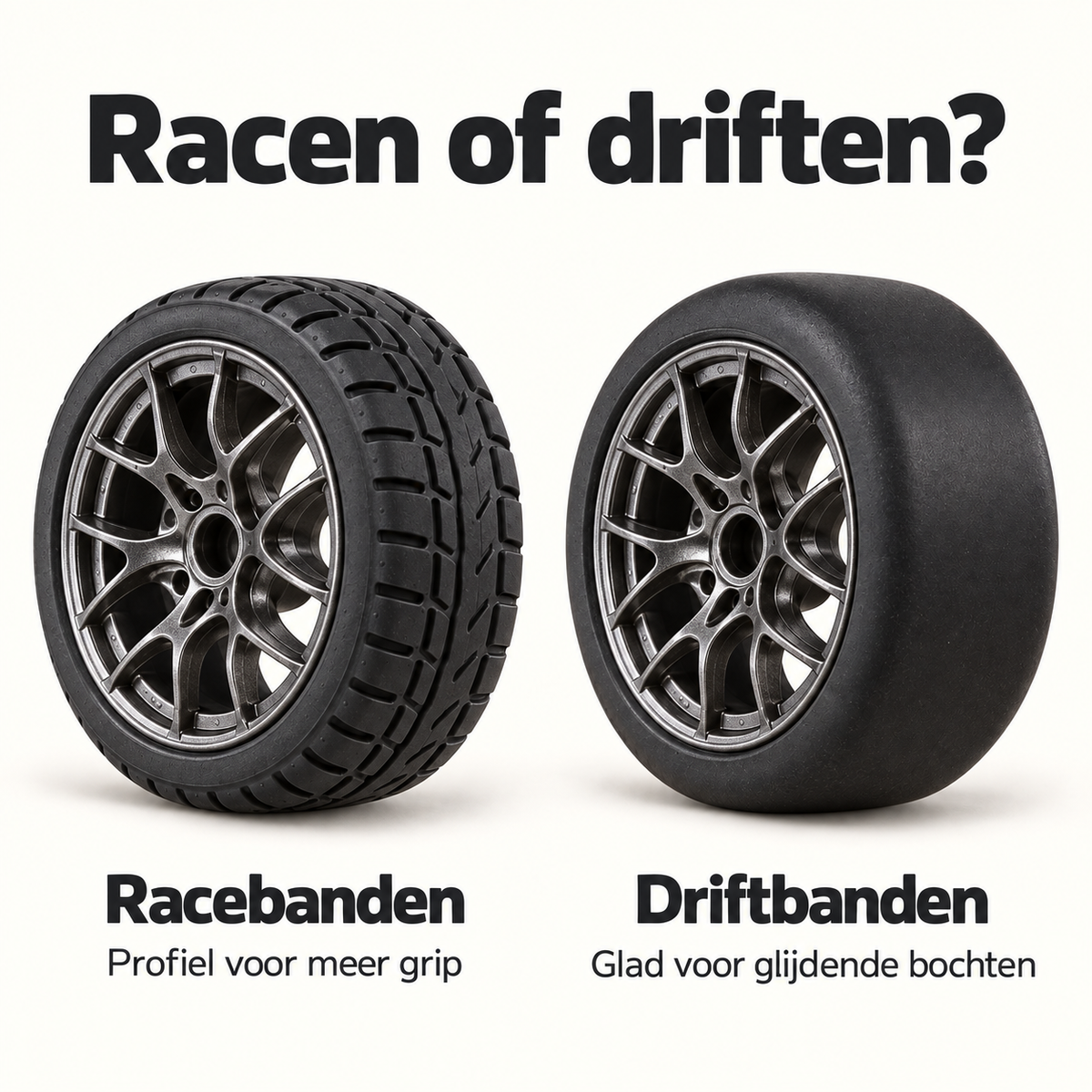 Vergelijking van de DriftRacer-raceband met profiel en de gladde driftband.