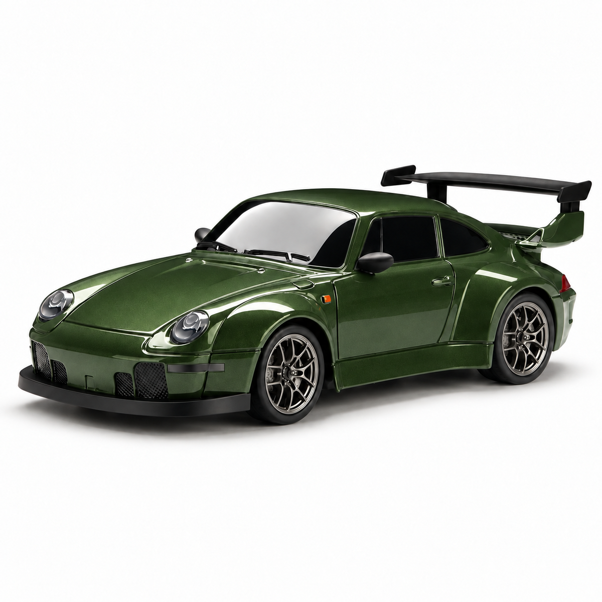 DriftRacer RC-driftauto in Green, ronde carrosserie, schuin van voren.