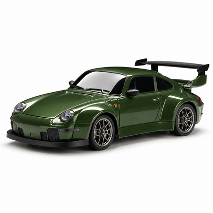 DriftRacer RC-driftauto in Green, ronde carrosserie, schuin van voren.