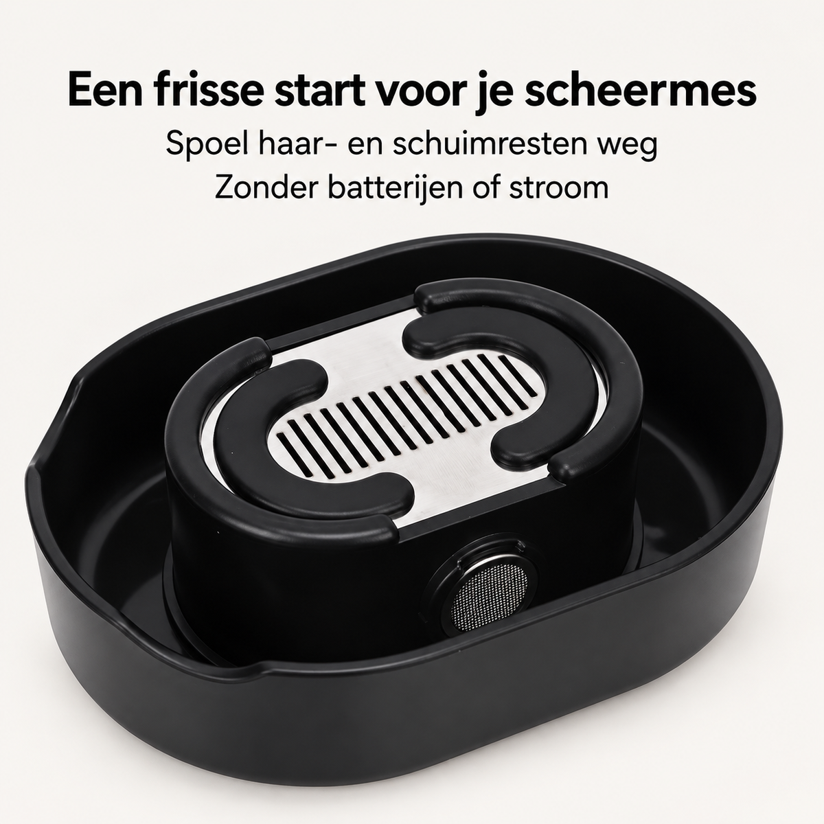 Rinzo spoelt haar- en schuimresten weg zonder batterijen of stroom