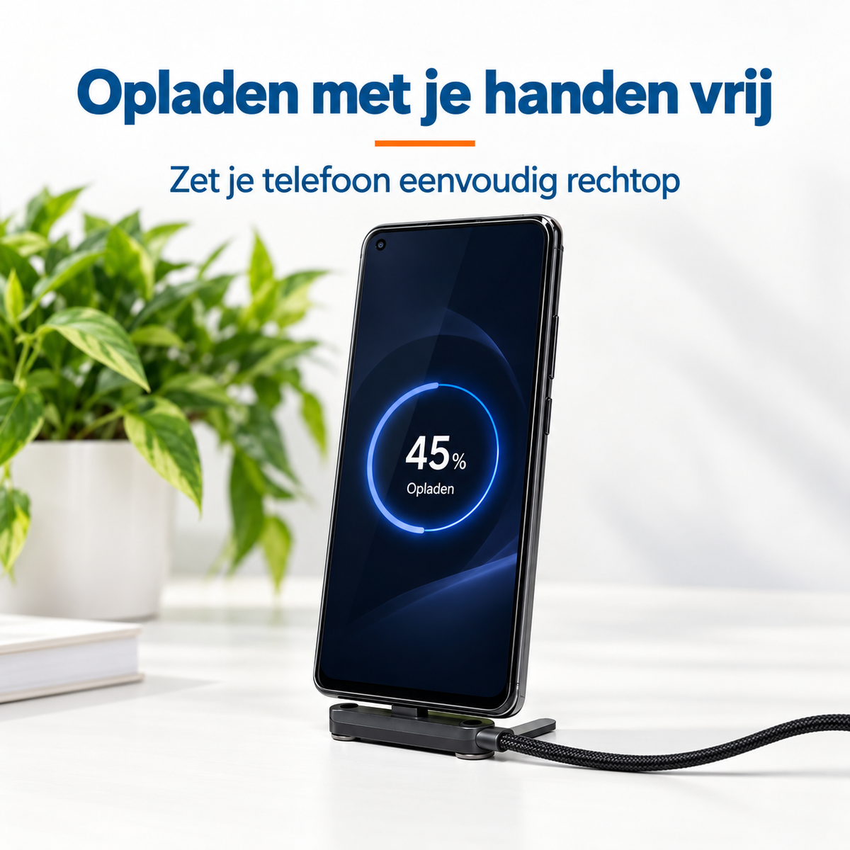 StandLinq – Laadkabel met uitklapbare telefoonstandaard