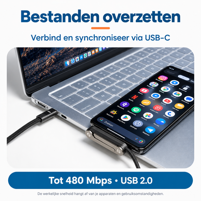 StandLinq – Laadkabel met uitklapbare telefoonstandaard