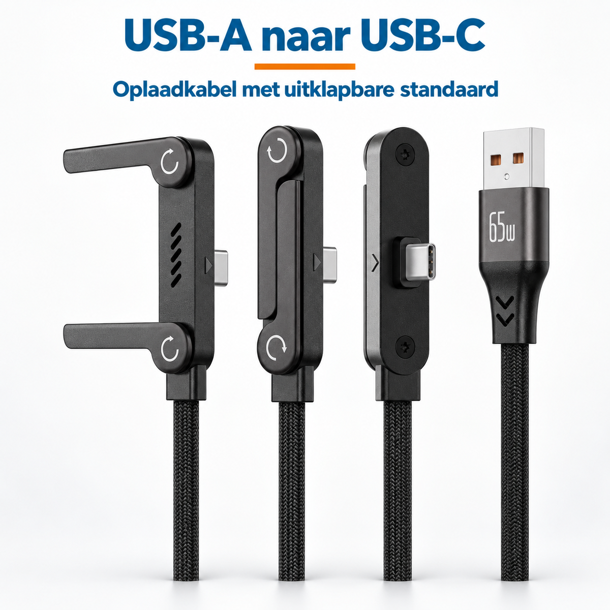 StandLinq – Laadkabel met uitklapbare telefoonstandaard