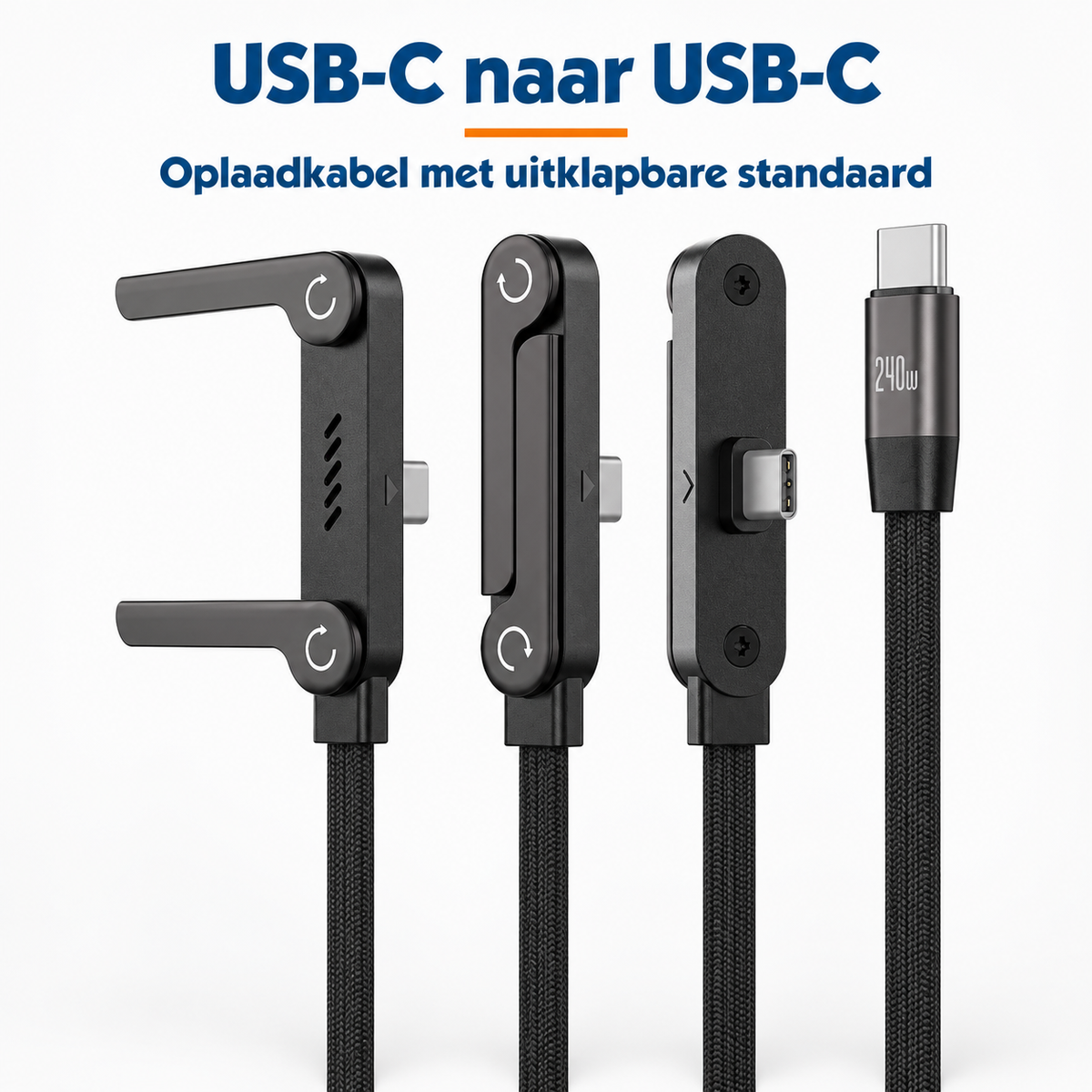 StandLinq – Laadkabel met uitklapbare telefoonstandaard
