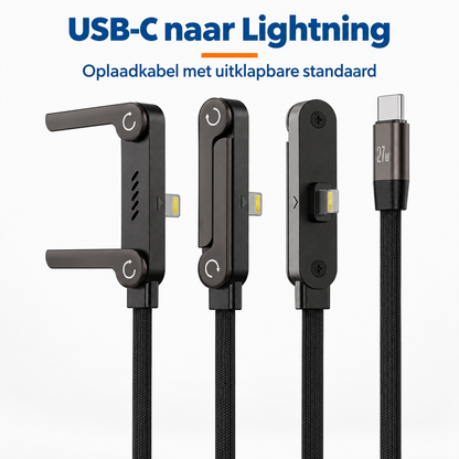 StandLinq – Laadkabel met uitklapbare telefoonstandaard