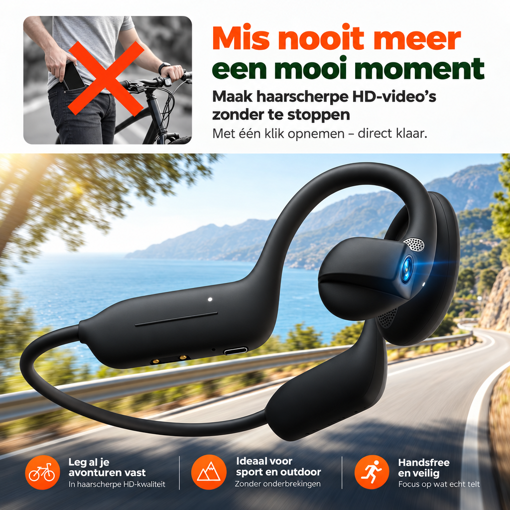 Met één druk filmen onderweg met de VeloVista open sportoortjes met HD-camera